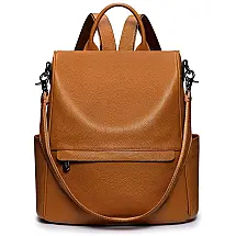 ZONA S Mochila Feminina de Couro Anti Roubo, Conversível para Bolsa, S ZONE D10V135B, Marrom