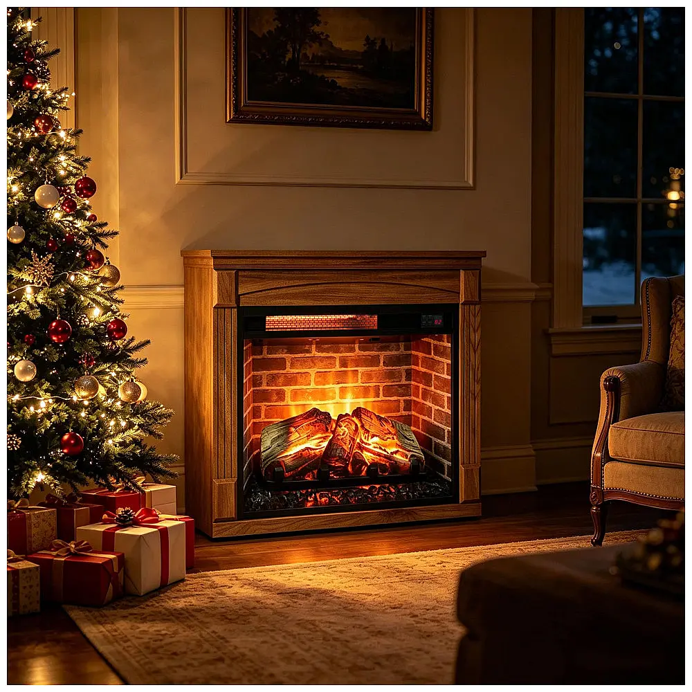 Lareira Elétrica Innoflame 28x61cm 1500W Chamas LED Rodízios Portátil 110V