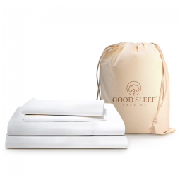 Conjunto de Lençóis em Algodão Egípcio de 1000 Fios, Tamanho Queen, Super Macio e Respirável, Good Sleep Bedding, Branco