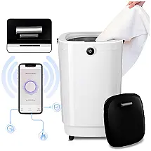 Aquecedor de Toalha Elétrico 20L com Controle por Wi-Fi, Temporizador Ajustável e Alça, 110V, AZOUTDOOR, Branco e Marrom