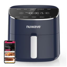 Fritadeira Elétrica de Ar Nuwave Brio Plus 8 Litros: Nova Geração, Livre de Substâncias Tóxicas, 7 Funções de Cozimento Digital com um