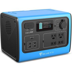BLUETTI EB55 Gerador de Energia Solar Portátil com 13 Saídas, 700W 537Wh, 100W, 110V 12V