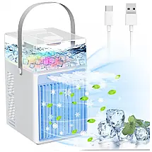 Climatizador Portátil 4 em 1 700mL com 3 Velocidades e Via USB, 5V 110V, MORBEX, Branco