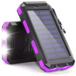 Powerbank Carregador Portátil 4 Painéis Solares 20000mAh Prova dágua LED Camping Nautica