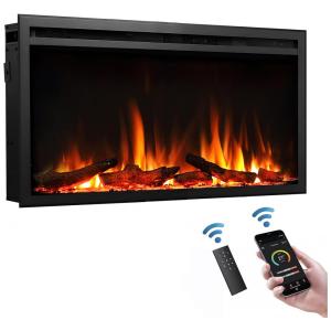Lareira Elétrica de Embutir A45x83L com Controle Remoto, 110V 1500W, LegendFlame, Preta