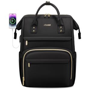 Lovevook Mochila Feminina para Laoptop com Porta USB, Preta