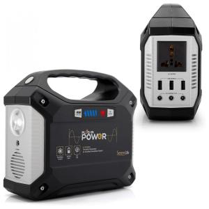 SereneLife Estação de Energia Portátil 180W Saída AC, DC e USB Luz LED e de Emergência