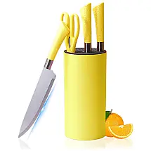 Conjunto de Facas em Aço Inoxidável com Bloco de Bancada em Acrílico, 9 Peças, FTNESGYM, Rosa