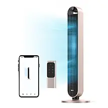 Ventilador de Torre com Oscilação de 120º, 4 Modos, 12 Velocidades e Controle Remoto, APP ou Voz, 110V 36W, Dreo, Champanhe