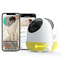 Babá Eletrônica Inteligente Câmera 2K UHD com Alerta de Rosto Coberto e Canção de Ninar, Simshine, Amarela