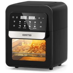 Iconites Fritadeira Elétrica AirFryer, Capacidade 6L com Painel Digital, 1800W, 110V, Preta