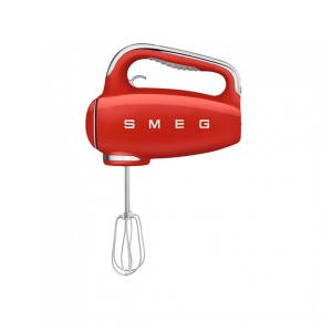 Batedeira Portátil SMEG Vermelho Retrô 9 Velocidades 220W Display LED Turbo Acessórios em Inox Bolsa de Armazenamento 110V