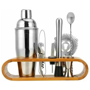 General Kit Bn Profissional 10 Peças em Aço Inoxidável com Suporte de Madeira, GENERIC 9926728, Prateado