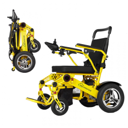 ENCAREFOR Cadeira de Rodas Elétrica Dobrável 51 cm 500W, Assento Estendido e Confortável, Amarelo