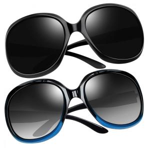 Óculos de Sol Feminino Polarizados com Proteção UV, Joopin D07, 2 Unidades, Preto e Azul Gradiente