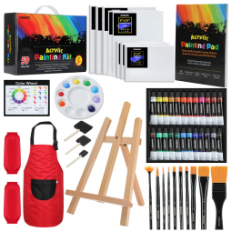 Kit Lápis de Cor Profissional com Estojo 59 peças Tintas Acrílicas, Aquarela, MMARTE ETTZ1US, Branco