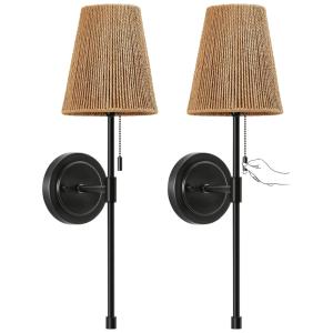 Arandelas de Parede Industriais Retrô Conjunto de 2 com Corrente de Puxar Ilumine seu Ambiente com Estilo e Elegância. EJIAXIN