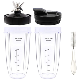 Peças de reposição para liquidificador Ninja com 2 copos de 24 onças e uma lâmina extratora de 7 barbatanas e uma tampa de copo para Nutri