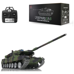 Tanque Militar Leopard2A6 de Controle Remoto com Trilhos de Metal e Torre Rotativa para Adultos, Wheelfun