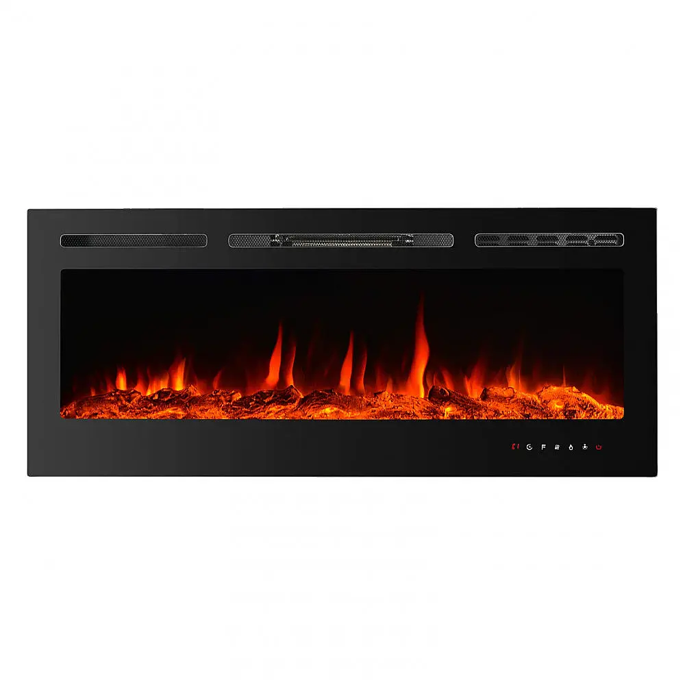 Lareira Elétrica de Embutir A54x127L com Controle Remoto e Tela Sensível ao Toque, 110V, CharaVector, Preta