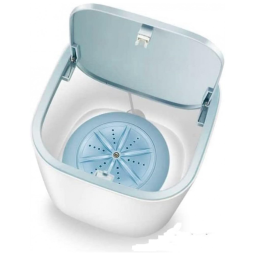 Mini Máquina de Lavar Portátil 2 Kg com Cesto de Drenagem, 110V, Bruafsir, Branca e Azul