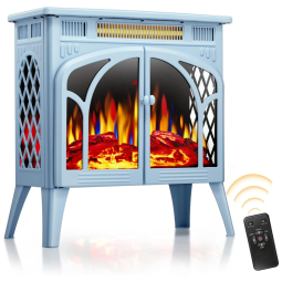 Lareira Elétrica com Controle Remoto e Chamas 3D Ajustável, 5100 BTU, 110v, Xbeauty, Azul