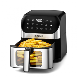 Fritadeira Elétrica AirFryer 6.2L com Painel Digital e Cesto Antiaderente, 110V 1500W, DEIME, Prata