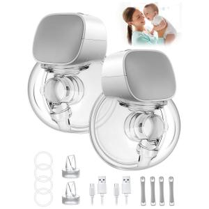 Bomba Tira Leite Dupla Portátil com 2 Modos, 5 Níveis de Sucção e, KOMPOLL S12, Rosa