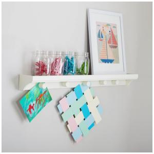 Prateleira expositora magnética infantil Martha Stewart Crafting Kids Linen White para exibição de desenhos e trabalhos de arte na parede