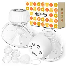 Bomba Tira Leite Elétrica com Acessórios e Flange de Flor com Vedação Dupla, 2Un, BIOBOO, Branca