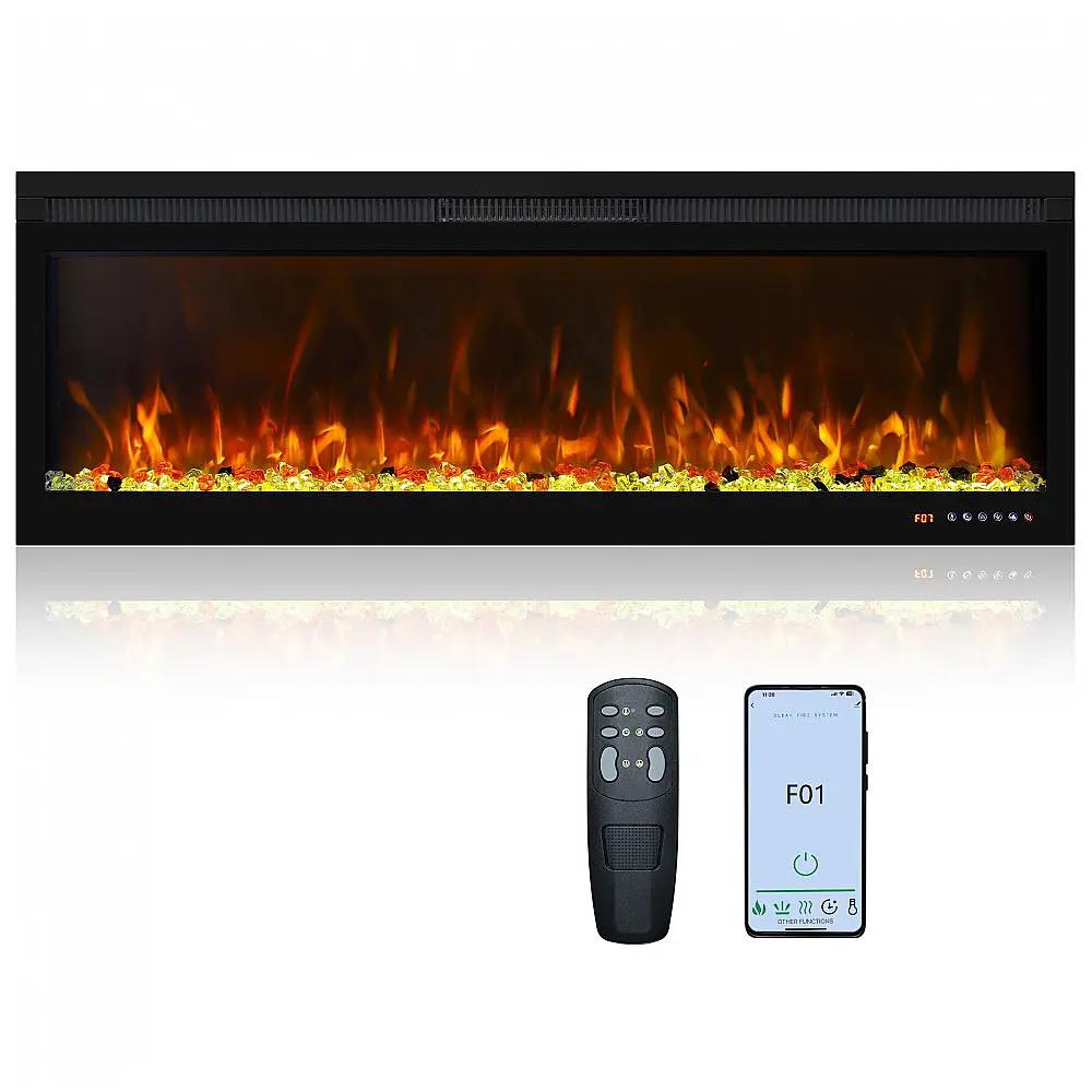 Lareira Elétrica Smart 127,0 cm Oxhark Flame de Parede/Embutir WiFi Aquece 37 m²