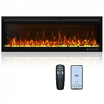 Lareira Elétrica Smart 127,0 cm (50") Oxhark Flame de Parede/Embutir WiFi Aquece 37 m²
