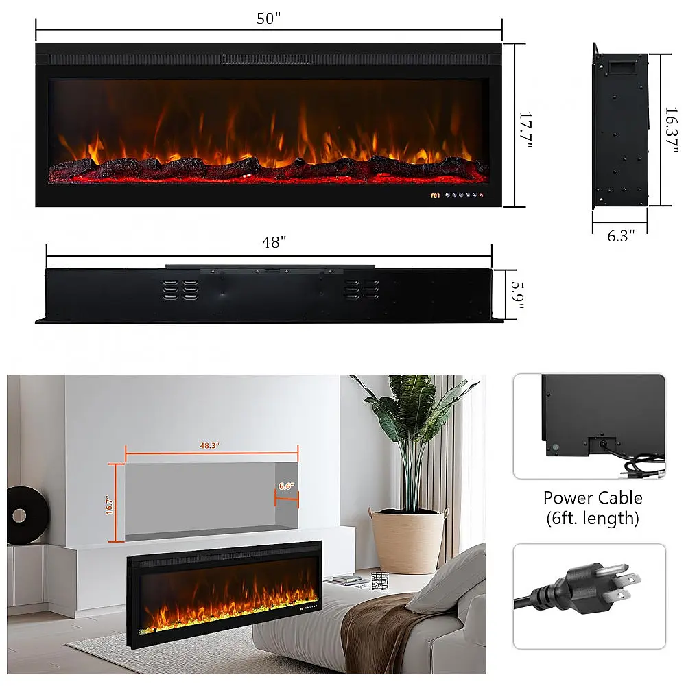 Lareira Elétrica Smart 127,0 cm Oxhark Flame de Parede/Embutir WiFi Aquece 37 m² — foto 2