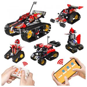Kit de Construção Carro Robô 5 em 1 com Controle Remoto 2.4GHz 424 Peças para Crianças de 7 a 14 Anos, UGY, Vermelho
