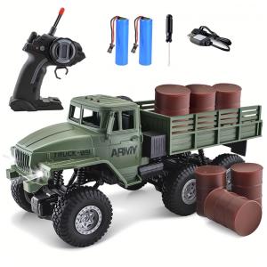 Caminhão Militar RC 6x6 Controle Remoto - Brinquedo Veículo de Transporte de Exército de Rocha em Terreno 4WD para Crianças,JPJCOOY
