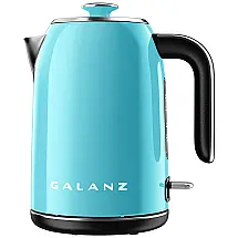 Chaleira Elétrica Retro 1.7L em Aço Inoxidável com Desligamento Automático e Proteção Contra Fervura, 110v, GALANZ, Azul