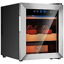 Umidor para Charutos Elétrico 50L até 350 UN com Controle de Temperatura e Sistema de Umidificação Integrado, 110V, KingChii, Prata e Preto