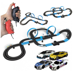 Pista de Corrida Elétrica com 3 Veículos, 2 Controles e Contador de Voltas para Crianças Acima de 3 Anos, AGM MASTECH, Colorida