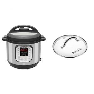 Panela de Pressão Elétrica 7 em 1, 8L com 14 Predefinições, Painel de LED e Tampa de Vidro, 110V 700W, Instant Pot, Prata
