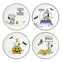 Conjunto de Pratos Decorativos com 4 Peças, Tema de Snoopy A Grande Abóbora Halloween e Material de Porcelana, LENOX 896688, Colorido