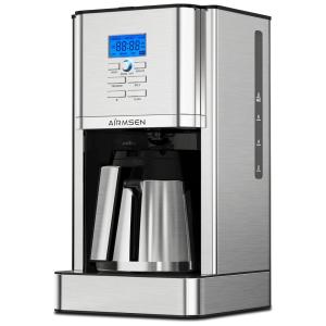 AIRMSEN CM1705WE Máquina de Café Programável com Tela LCD, Antigotejamento e Aço Inoxidável, 110V, Prata