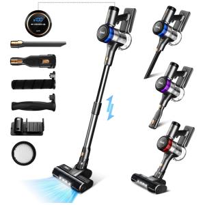 Aspirador de Pó sem Fio 400W de Potência, 30Kpa de Sucção e 55min de Autonomia, INSE, Prata e Azul