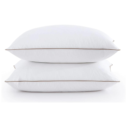 Conjunto de Travesseiros de Penas de Ganso, Tamanho Queen com 2 Peças e Capa 100% Algodão, Puredown