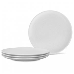 Conjunto de Pratos para Jantar com 4 Peças, Formato Redondo, Material de Porcelana e Designer em Círculos Concêntricos em Espiral