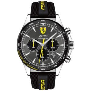 Relógio Masc, Quartzo, Aço Inox Pilota, Resistente 50m, FERRARI 0830594, Preto