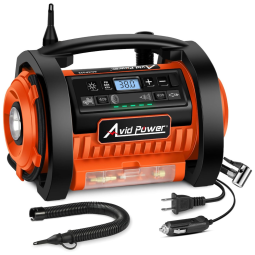Compressor de Ar Elétrico, 150PSI, 12V, 120W, Automático, com Lanterna, AVID POWER ACAP322O, Laranja