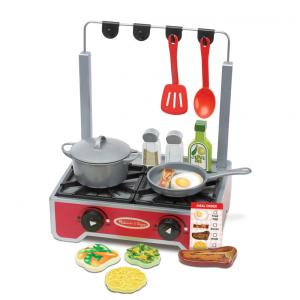 Kit Fogão e Acessórios de Madeira Infantil Deluxe com 19 Peças para Crianças Acima de 3 Anos, Melissa & Doug