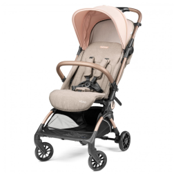 Carrinho de Bebê Peg Perego Volo Mon Amour Bege e Rosa, Ultra Leve 5,44 kg, Dobrável Compacto, Assento Reclinável, Capota UPF 50+