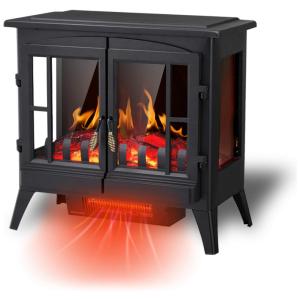 Lareira Elétrica com Controle Remoto e Chamas 3D Ajustável, 110v, R.W.FLAME, Preto