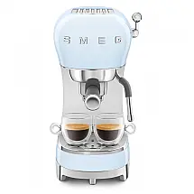 Máquina de espresso manual Smeg azul pastel retrô com bomba 15 bar, termobloco, vaporizador de leite e reservatório, 110V